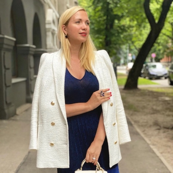 Zara white texture weave blazer - Picture 4 of 11